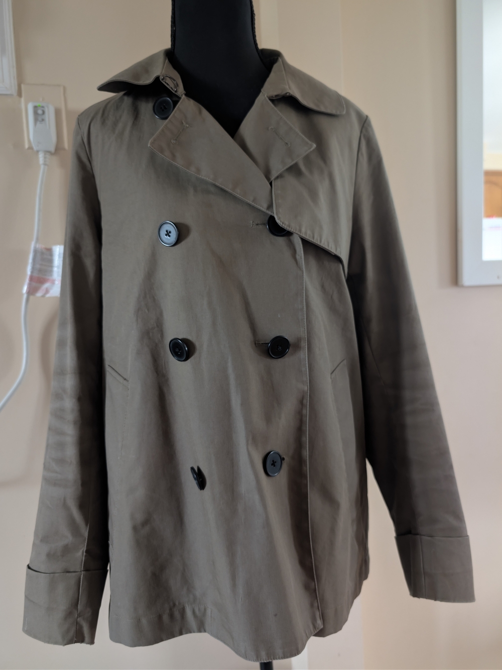 Everlane Olive Green Double-Breasted Trench Coat